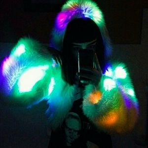 NWOT Light Up Cropped Fur Jacket